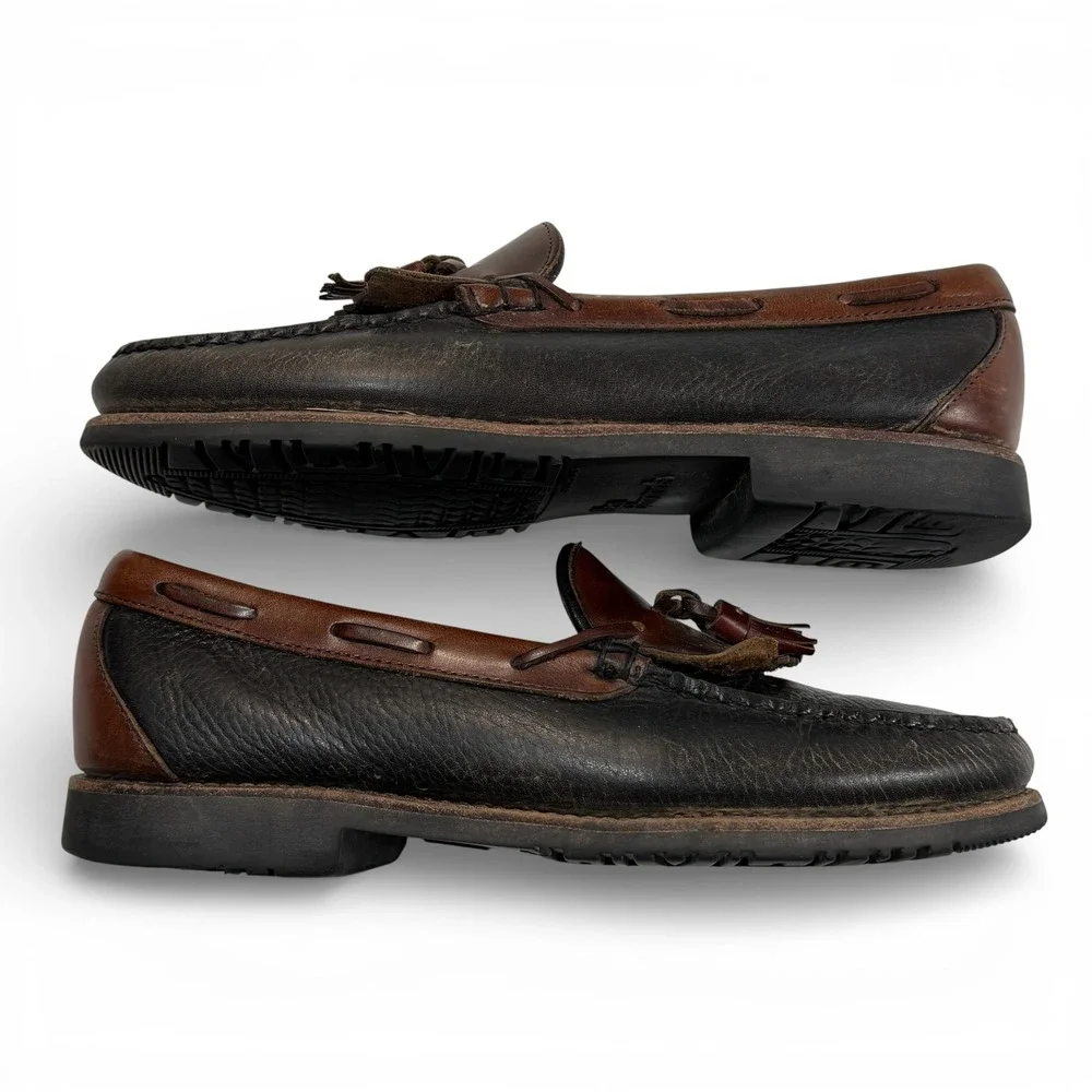 Allen Edmonds‎ Nashua Men 8.5 D Pebbled Leather Kiltie Tassel Loafers Brown